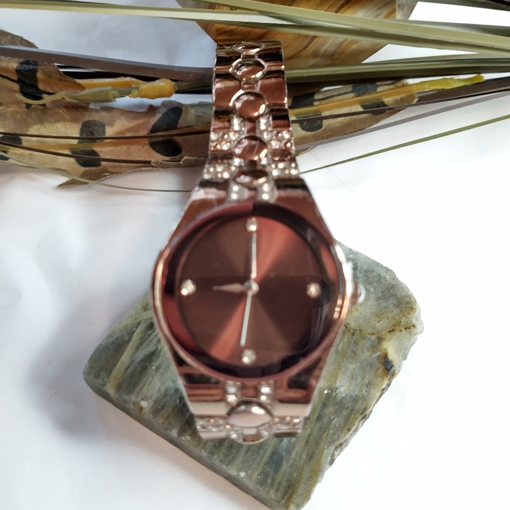 Allude women's brown watch with rhinestones